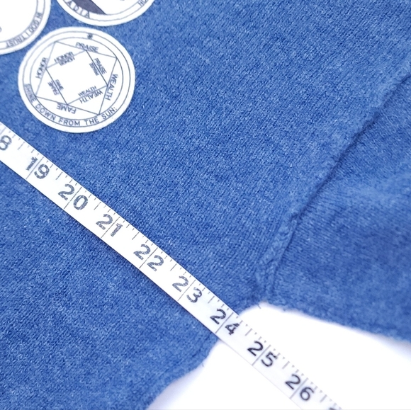 Ovadia & Sons Blue 100% Lambswool Cardigan Sweater Patches Sample Piece Size 2X - Picture 8 of 9